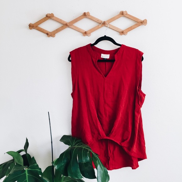 Burnt Orange High Low Sleeveless Tank - Picture 1 of 6